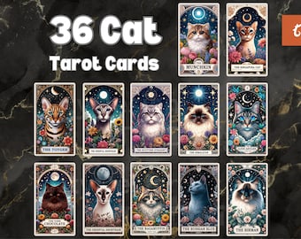 Cat Tarot Card - 36 Animal Tarot Cards - Cat Lover - Kitty Clipart - Cat Type Sublimation - Cat Breed Download - Cat Mom - The Cat Reader