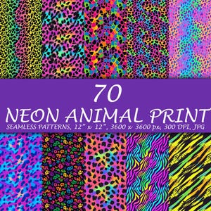 Neon Leopard Seamless Pattern, Leopard Print Digital Paper, Animal Print, Cheetah Print, Neon Animal Print, Africa Skin, Sublimation Design