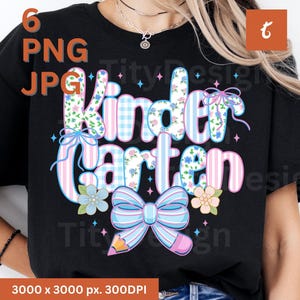 Preppy Back to School Floral Bundle PNG, Kindergarten png, Teacher png, First Day of School, Pre-k png, Retro School png, Student Shirt png