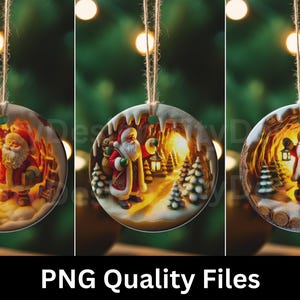 3D-sublimatie kerstman kerstversiering - sneeuwbol png-clipart - ronde kerstornamenten ontwerp - keramiek doorbraak png - onderzetters