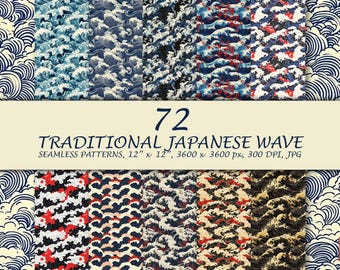 Traditional Japanese Wave, Seamless Pattern, Japanese Art, Traditional Waves, Asian Art Shirt, Japanese Culture, Japanese Design