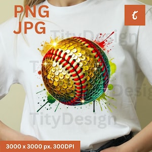 Sequin Softball png - Watercolor Softball Clipart - Golden Game Day - Bright Softball Sublimation - Trendy Softball Png - Sports png