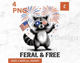 Vintage Patriotic Raccoon Design, Independence Day, Funny Raccoon, Feral Raccoon, Patriotic png, 4th of July, America png, American Flag