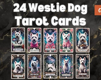 Westie tarotkaart - 24 hondentarotkaart - Westie Dog - hondenliefhebber - puppysublimatie - liefdesdier - huisdier clipart - hondentype - hondenras png