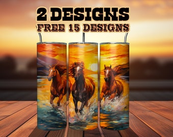 Alcohol Ink Horses Tumbler - Western Vintage Horse - Cow Boy - 20 30 oz Skinny Straight & Tapered PNG Sublimation Designs - Instant Download