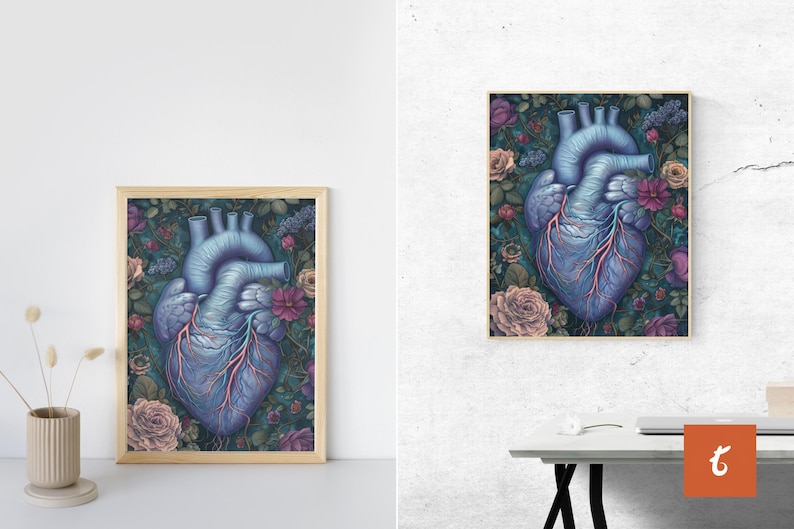 Anatomical Heart Art - Heart Anatomy Wall Art - Doctor Office Decor ...
