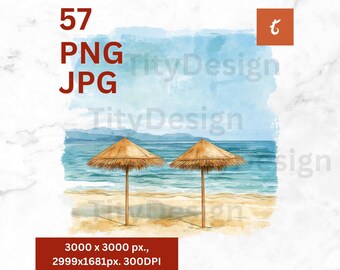 Sea View Clipart, Watercolor Clipart, Ocean Clipart, Clipart Pack, Digital Clipart, Watercolor Ocean, Window View Clipart, Window Ocean View