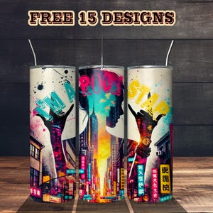 I&#39;m a Rockstar Tumbler Wrap - Rock On Tumbler - Rock and Roll Never Dies - 20 30 oz Skinny Straight & Tapered PNG Sublimation Designs