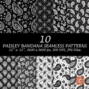 Paisley Bandana Seamless Pattern - Vintage Biker Design - Digital Bundle Patterns - Wallpaper Scrapbooking Printable - Digital Paper