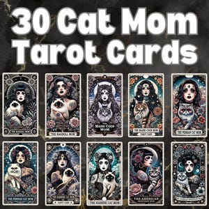 Carte de tarot maman chat - 30 cartes de tarot amusantes - carte de tarot la dame chat - amoureux des chats - design par sublimation - maman chat - dame folle chat