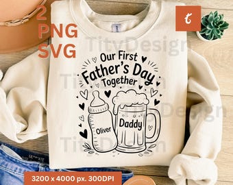 Custom First Fathers Day Png, Fathers Day Gift svg, Gift for Dad, 1st Fathers Day, Dad and Daughter, Happy Fathers Day, Personalized Gift