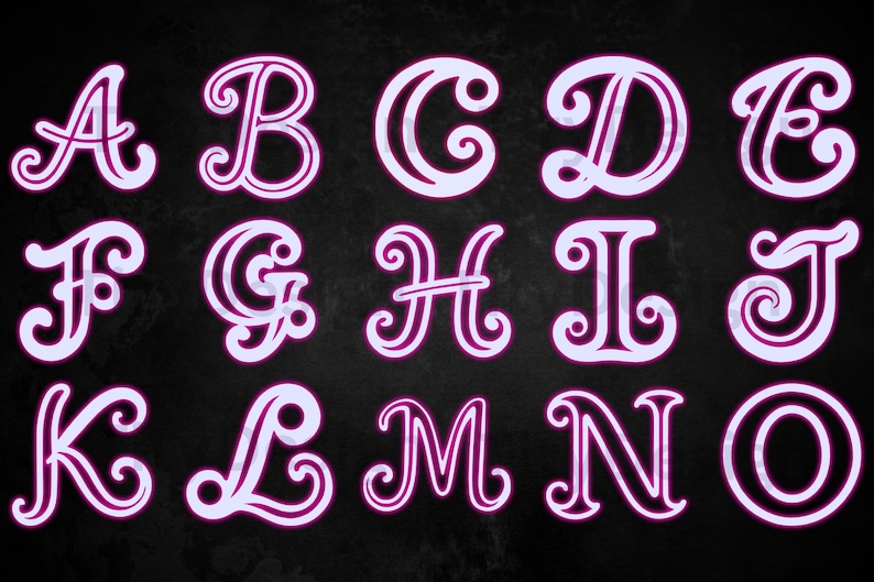 Glow In Cursive Neon Cursive Alphabet Font - Stylish Script for Digital Design, Posters ...