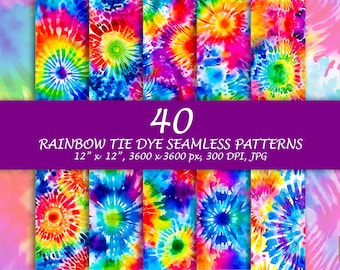 Seamless Rainbow Tie Dye Pattern - Shibori Sublimation Background - Bright Bleach Wash Digital Paper - Watercolor Printable Pattern