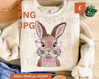 Conejito de Pascua retro PNG, camiseta de Pascua PNG, Pascua preppy PNG, conejito de Pascua PNG, feliz Pascua PNG, bordado PNG, diseño de sublimación