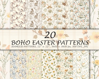 Easter Seamless File, Easter Bunny Seamless Pattern, Boho Easter Seamless Digital Paper Repeat Pattern, Fabric Design Spring Rabbit Seamless