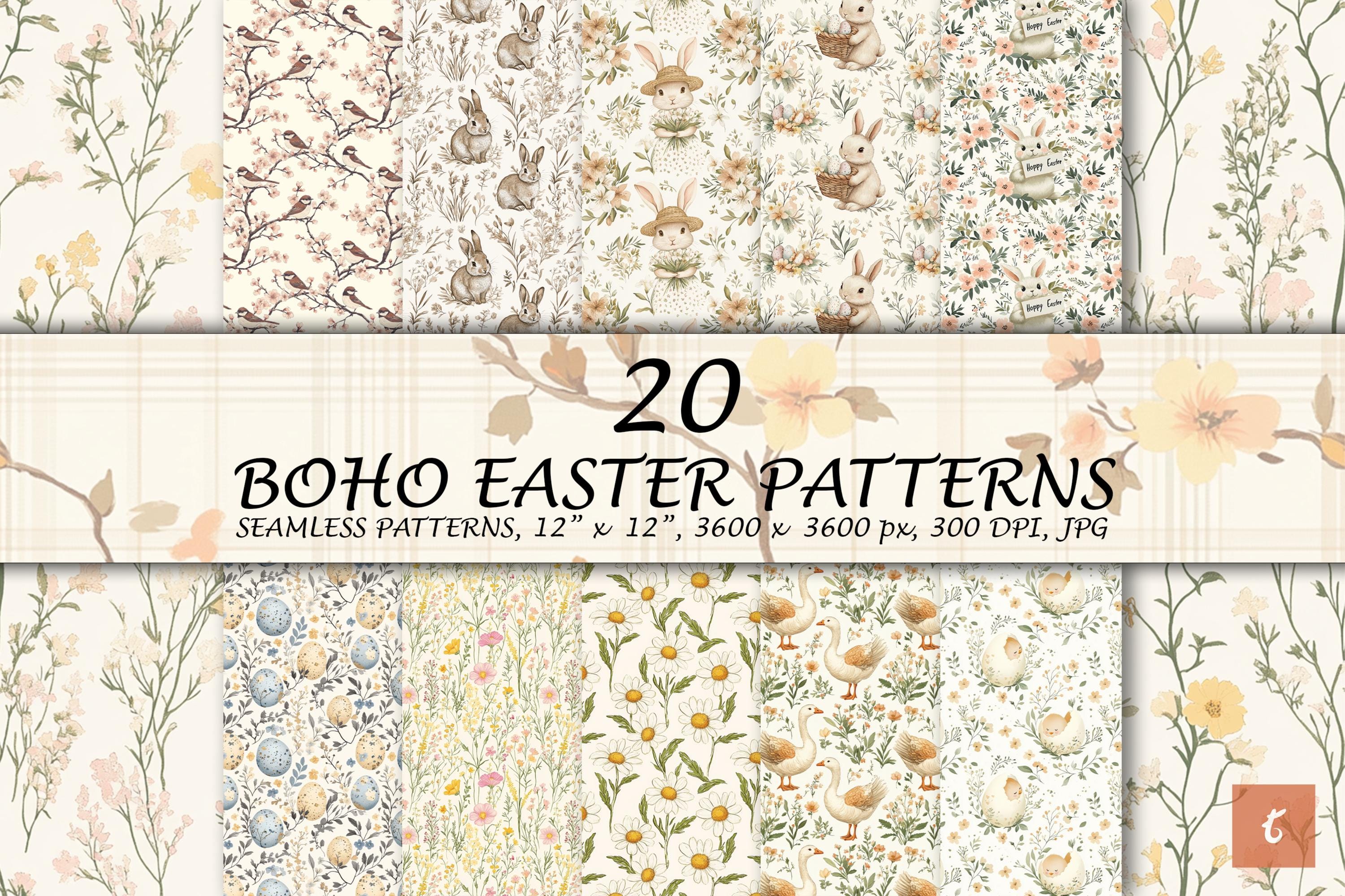 Easter Seamless File, Easter Bunny Seamless Pattern, Boho Easter ...