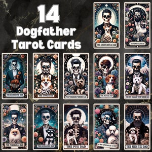 Die Hundefather Tarot Karte - 14 Halloween Tarot Karte - Hund Papa - Mafia Tierliebhaber - schönes Haustier - Chihuahua Papa Tarot Karte - Lustige Tarot Karte