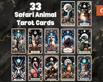 Safari Animal Tarot Card - Animal Lover - Safari Life - African Animal - 33 Funny Tarot Card Clipart Sublimation - Digital Download