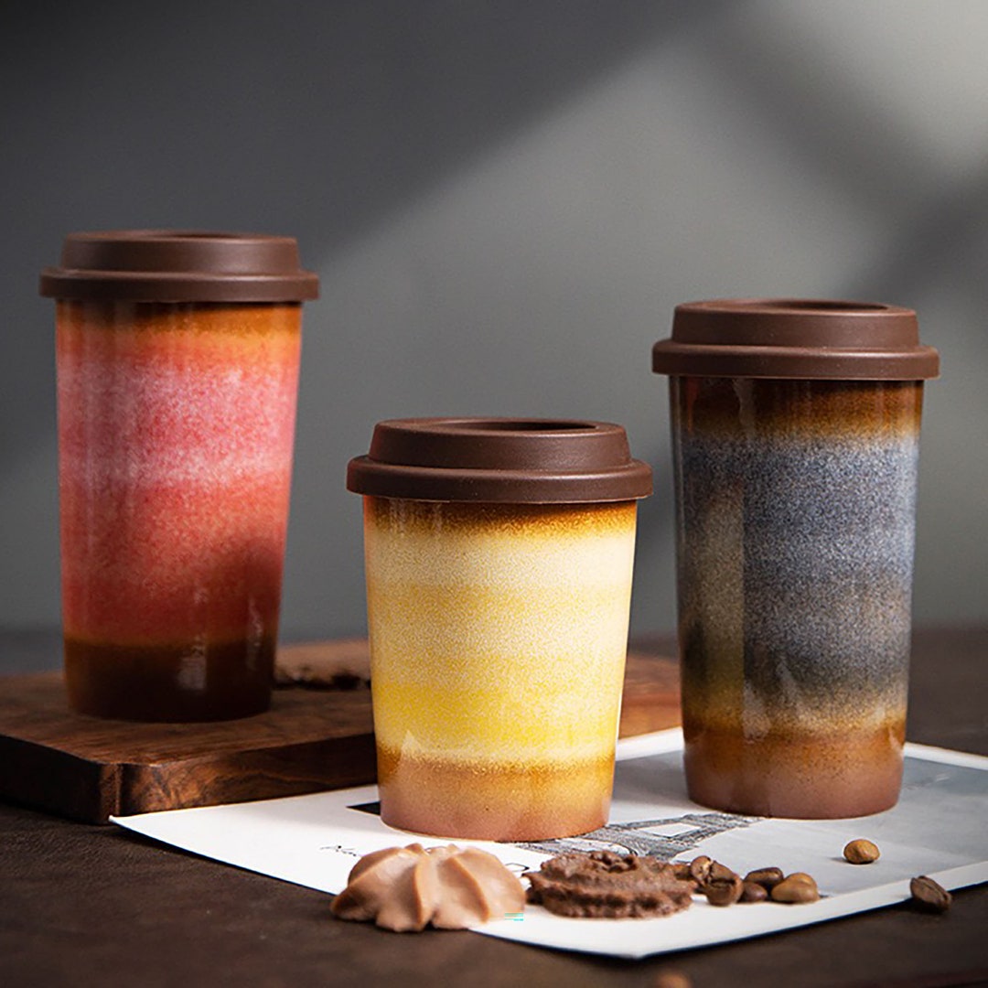 Handmade Pottery Travel Mug Multiple Colour Speckled White Etsy