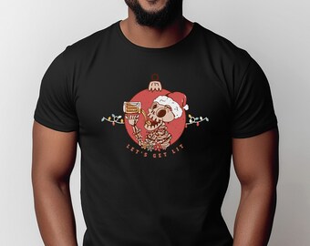 Santa Skull Shirt, Christmas Skeleton Tee, Dead Inside Skeleton Christmas T shirt, Adult Christmas Shirts, Christmas Party Tee, Beer lover T