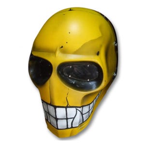 Yellow smiley Airsoft Mask : BB Paintball Full Face Mask Fiberglass