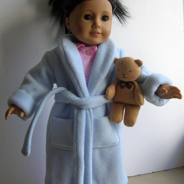 Nightwear set. Pattern and instructions for nightwear for 18 inch dolls. Robe, pyjamas, teddy, eye mask, summer pyjamas. Boy and girl dolls.