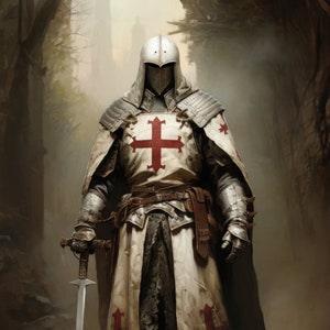 The Crusader      Printable, Downloadable, Wall art, Poster, Art, Large size,  Knights, Templar, King Arthur, Medieval, Soldier, Antique