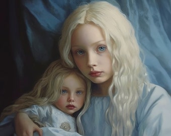 Nordic Alien Children Art Print: Surreal Home Decor (Downloadable)