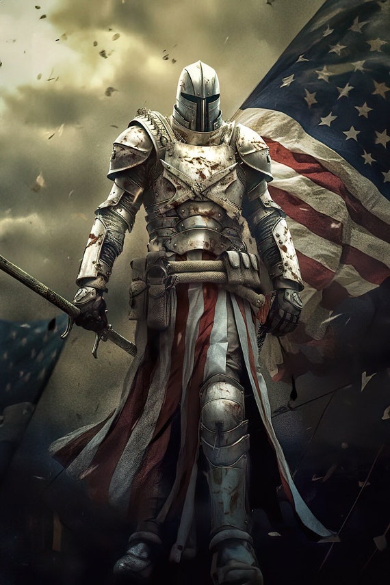 アメリカの騎士アート：ダウンロード可能な愛国的な騎士のプリント