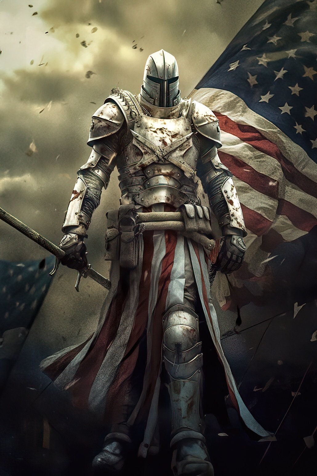 アメリカの騎士アート：ダウンロード可能な愛国的な騎士のプリント
