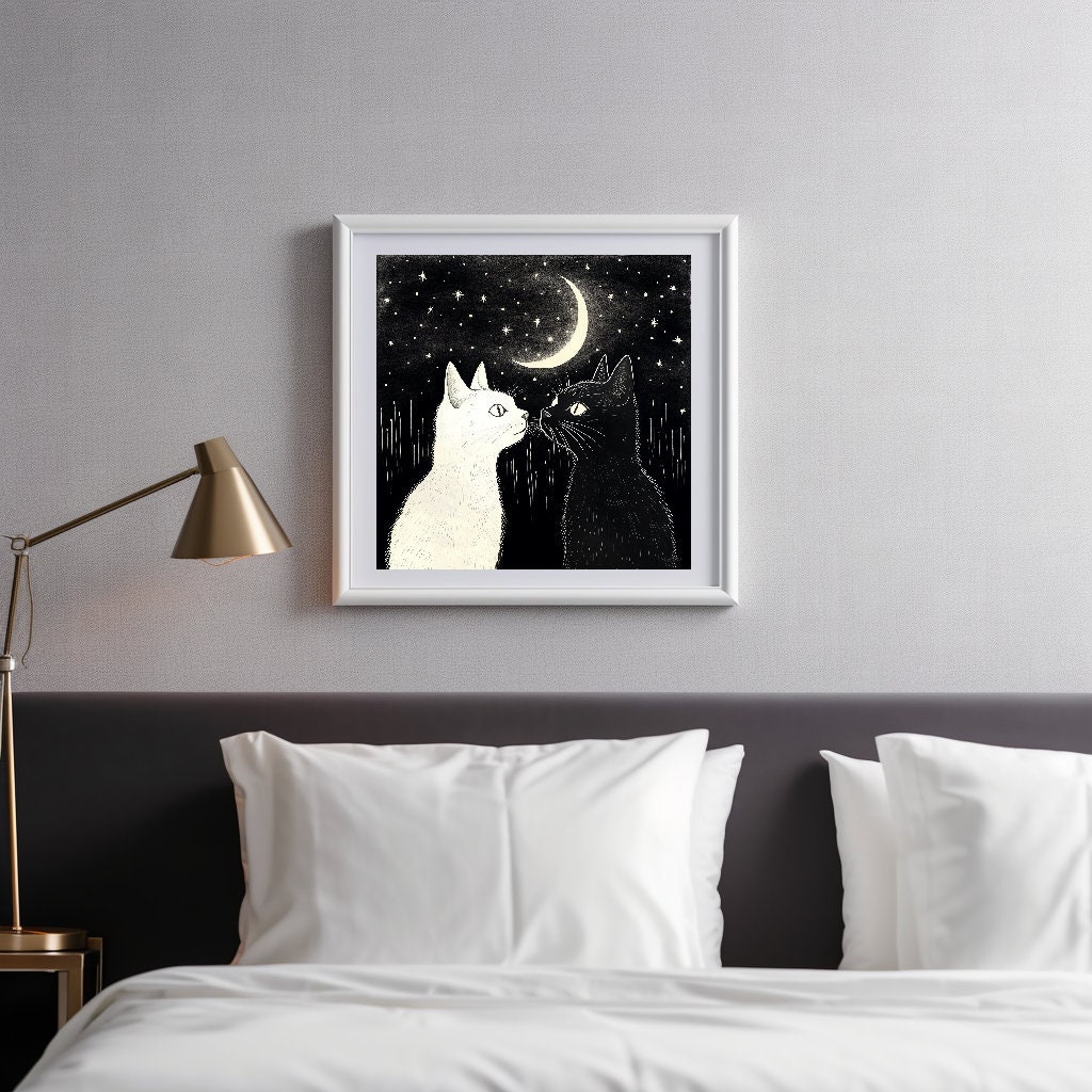 Black and White Cat Printable, Downloadable, Wall Art, Poster, Art ...