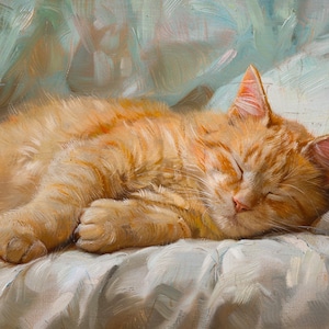 The Ginger Cat sleeping, Wall art, poster, downloadable