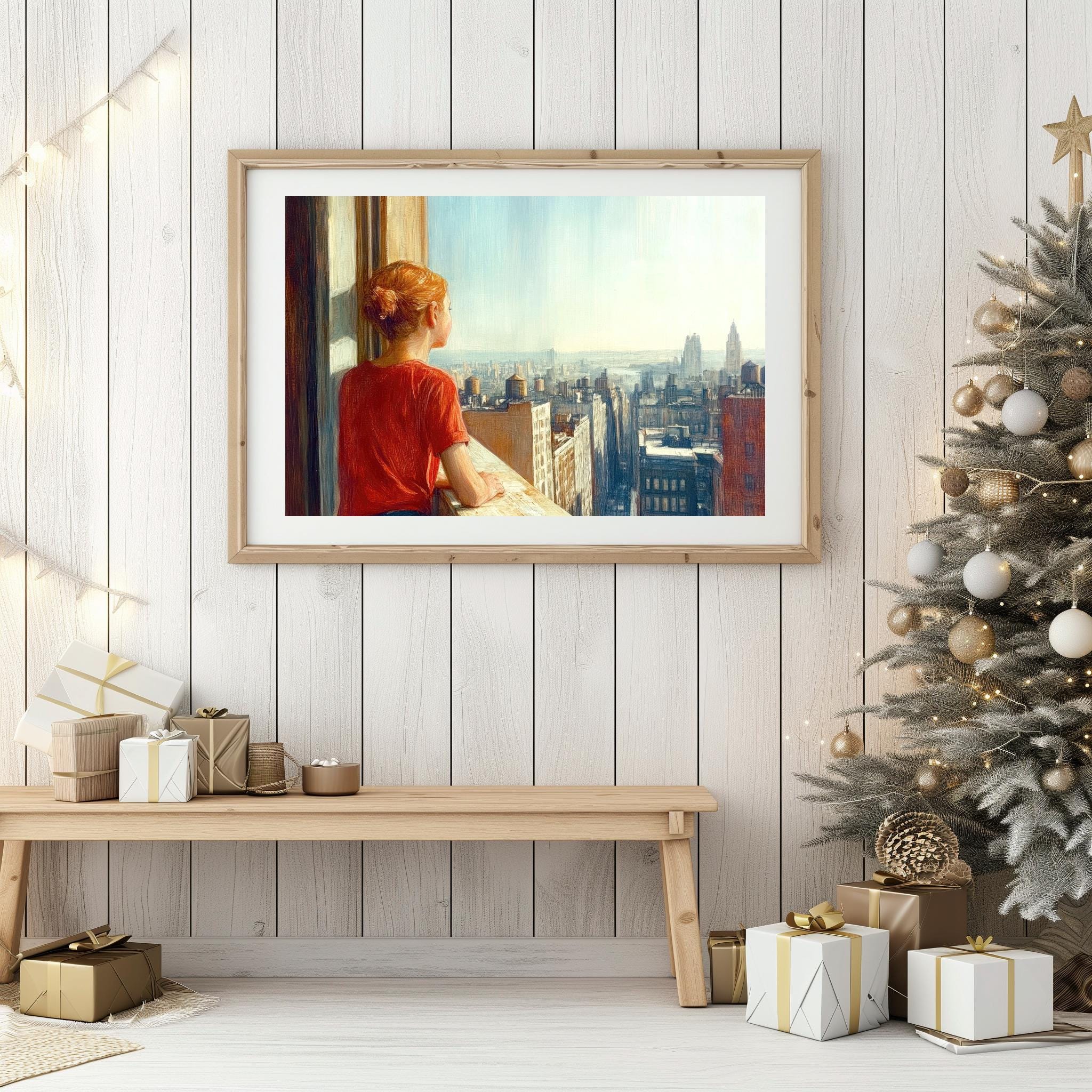 Edward Hopper Style Cityscape Art Print: Solitary Figure (digital ...