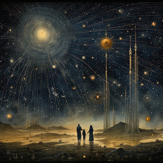 Surreal Pleiades at Night Art Print: Alien Home Decor