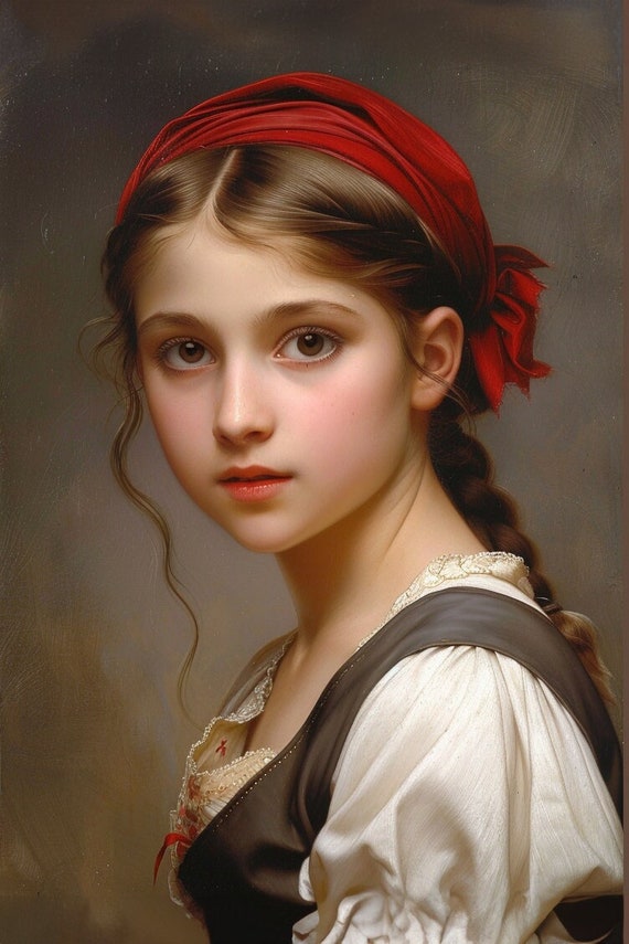 Amish Girl Portrait Art Print: Vintage Home Decor (digital
