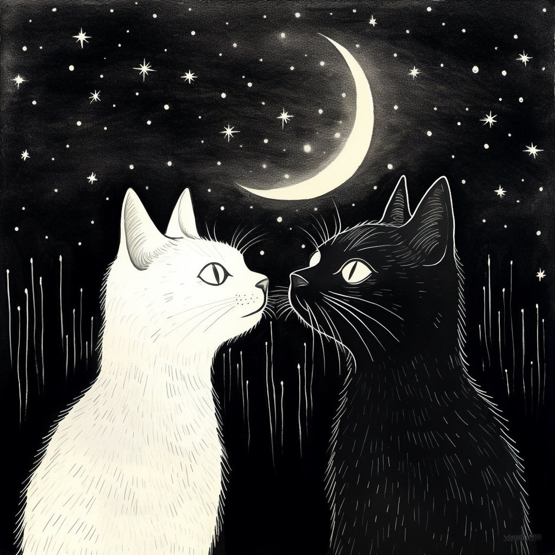 Black and White Cat Printable, Downloadable, Wall Art, Poster, Art ...
