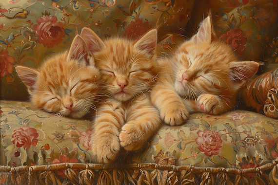 Three Sleeping Kittens, - Etsy