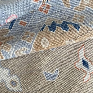 Oushak Rug 8x10/9x12 Hand Knotted Wool Area Rug Turkish Style Boho Decor Soft Neutral Modern Handmade Rug Living Room Bedroom Rug