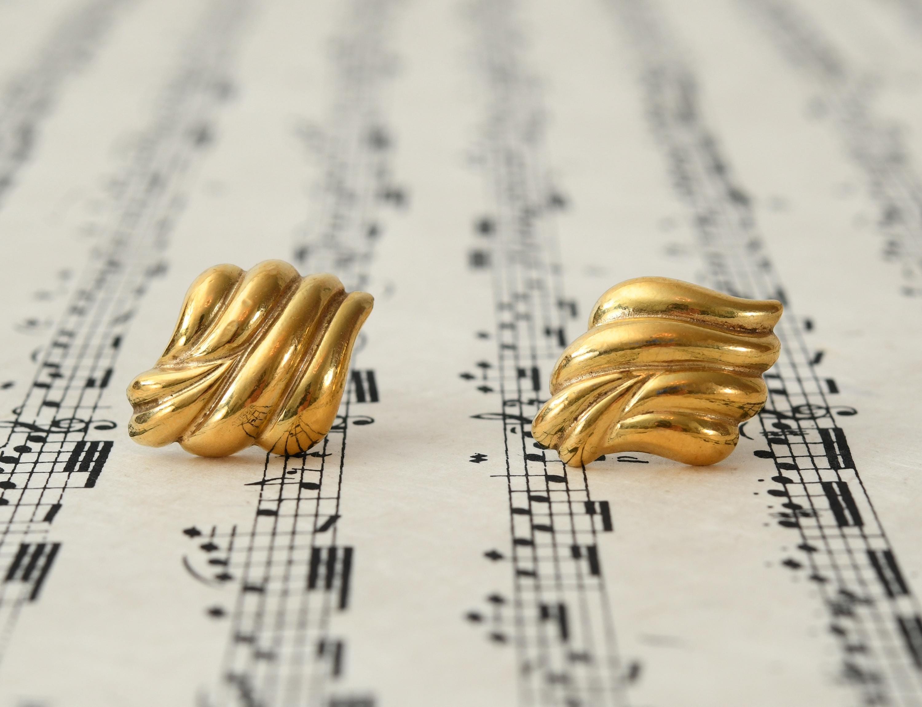 Orecchini Clip Ons Da Donna In Ottone Effetto Oro Opaco Lungo Martellato Design Unico E Raffinato Da 8,33 € | DHgate
