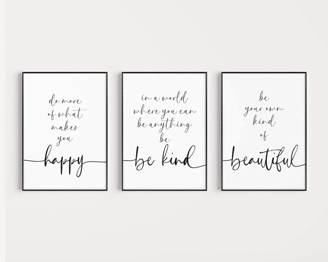 Set of 3 Positive Quote Print Set, Bedroom Wall Art, Home Prints, Teen