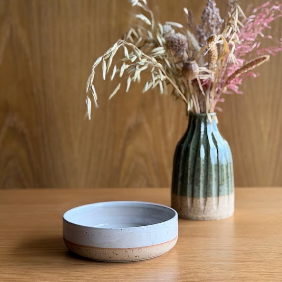 Handmade Stoneware Small Key Bowl | White Glaze Key Holder | Minimalist Ceramic Dish | Pottery Trinket Dish | Catch All Tray