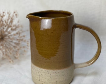 SECONDS** Handmade Speckled Stoneware Medium/large Jug Pitcher Decor Ceramics Yellow Amber Glaze Gift Wedding Anniversary unique