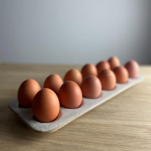 Handmade Speckled Stoneware Egg Holder Dish Tray for 12. Ceramics Clay in White Glaze. Unique Easter Gift. Hand Rolled in Mendip Hills