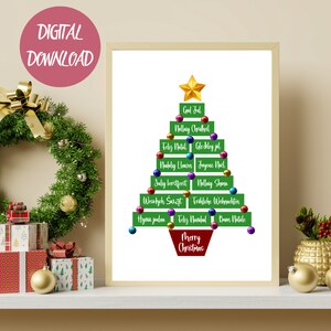 Árbol de Navidad imprimible para pared / Feliz Navidad en diferentes idiomas, multilingüe, descarga digital