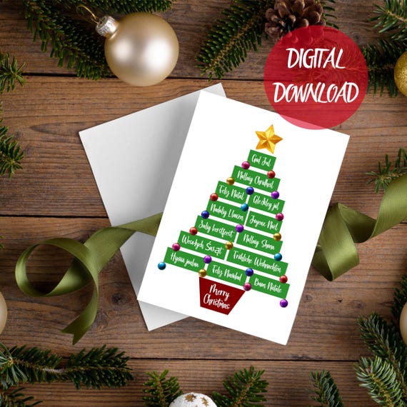 Cartolina D'auguri Di Buon Natale Dal Mondo Nelle Lingue Differenti