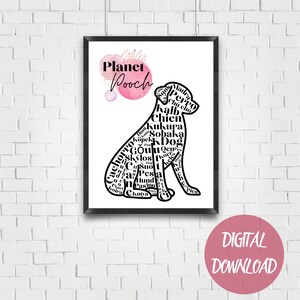Multilingual Dog Print: &#39;Dog&#39; in World Languages Typographic Art (Digital Download)
