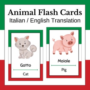 Italian Animal Flashcards: Bilingual Learning Cards (Digital Download)