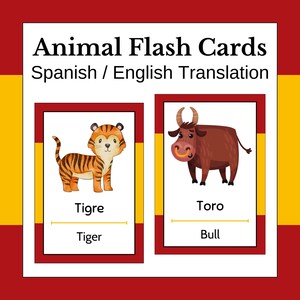 Spanish Animal Flashcards: Bilingual Learning Tool (Digital Download)
