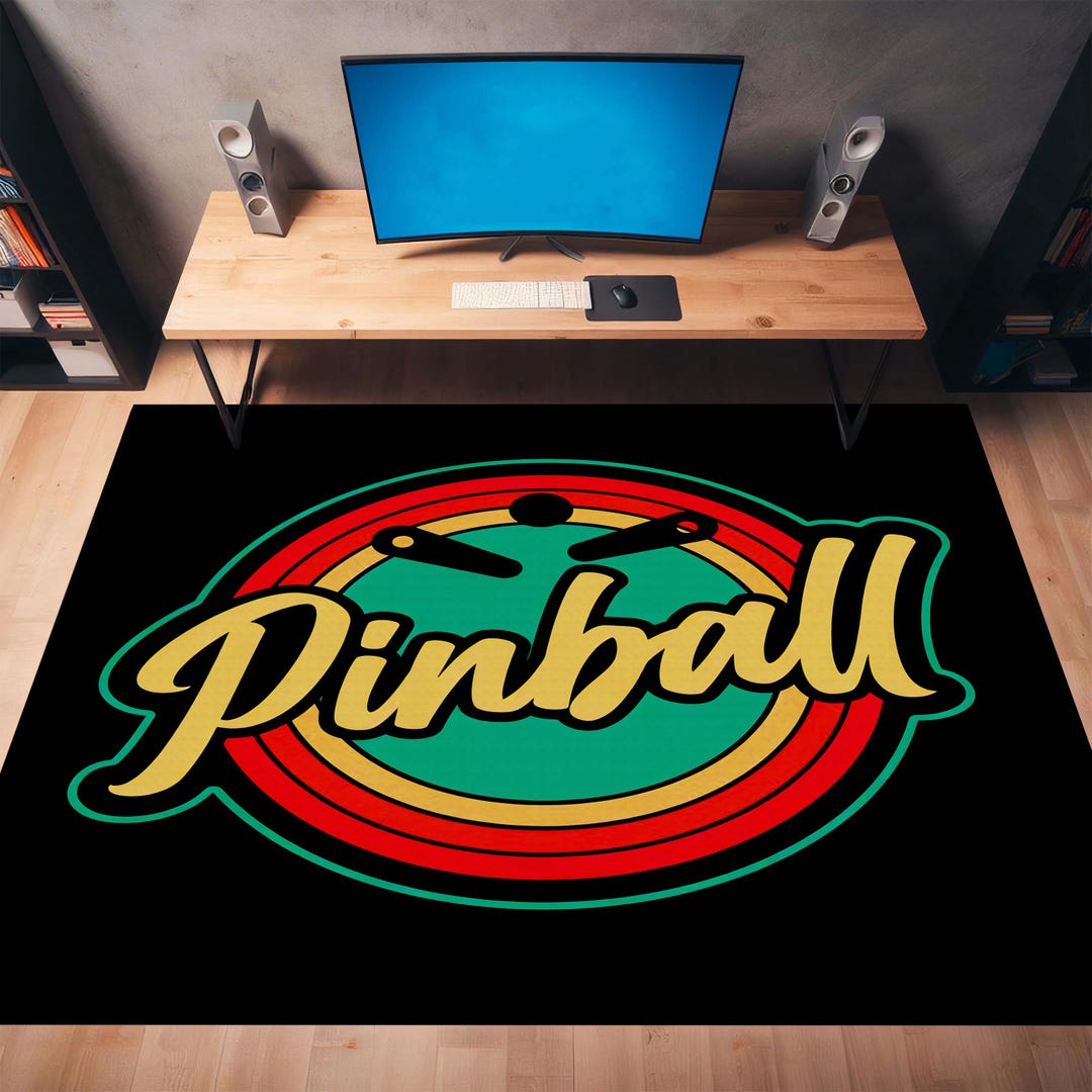 Vintage Pinball Arcade Rug – Retro Gaming Room Decor, Unique Fun ...
