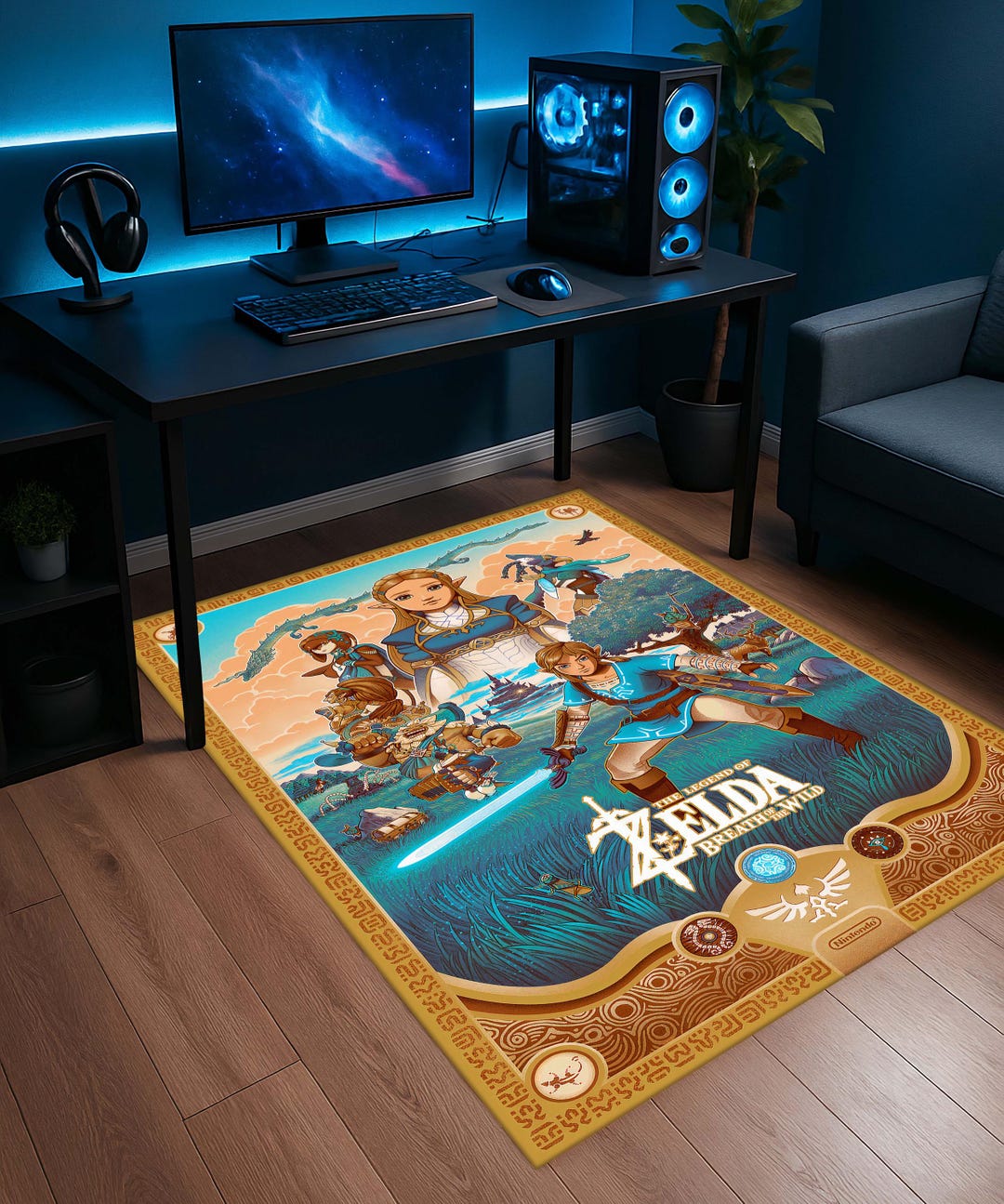 Unique Gaming Decor: Legend of Zelda Area Rug - Vintage-inspired Zelda ...